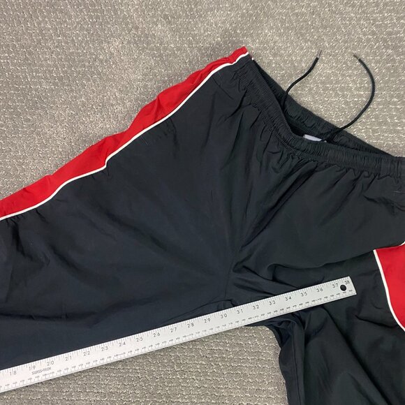 Vintage Nike Woven Track Pants Men's Medium Black Red Stripe Ankle Zip Y2K 2000s - Picture 13 of 14